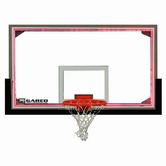 Gared Sports LXP4200LED 42 x 72 in. Regulation Glass Backboard with Steel Frame & Perimeter LED Light System