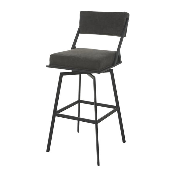 Gareth Swivel Stool - Counter Height - Satin Black Charcoal