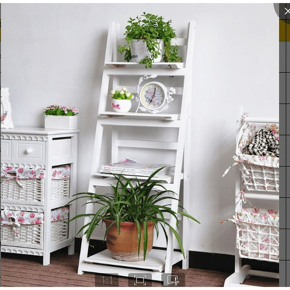 Garfans 4-Tier Folding Plant Stand Corner Plant Stand Wooden Plant Holder Wood Flower Shelf Display Table For Indoor Outdoor Patio Garden White