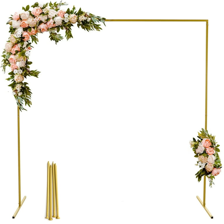 Garfans 6.6FT Wedding Arch For Ceremony Balloon Arch Stand with 4 Pedestal  Nails Metal Arch Backdrop Stand for Parties Birthday Wedding Square  Background Stand Garden Arch White 