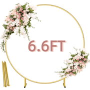 Garfans Wedding Arch Circle Balloon Arch Frame Round Backdrop Stand for Parties Birthday Wedding Christmas Balloon Garland Stand Gold Wedding Arch for Ceremony 6.6FT