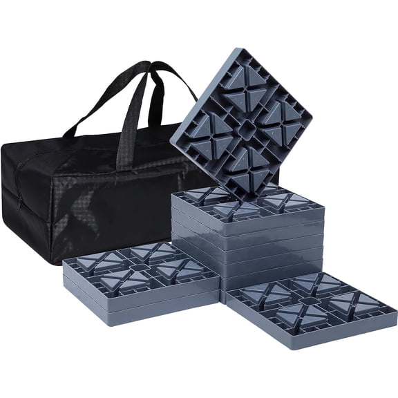 GarfatolRv Gray 8.5" Heavy-Duty, RV Leveling Blocks Interlocking with Carry Bag, 10 Pack