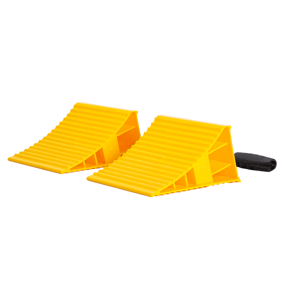 GarfatolRv RV Camper Large Wheel Chocks Extra Wide with Handle and Rope for Travel Trailers, Cars, Tire Chocks Blocks 2 Packs Hard Plastic Heavy Duty(Yellow)