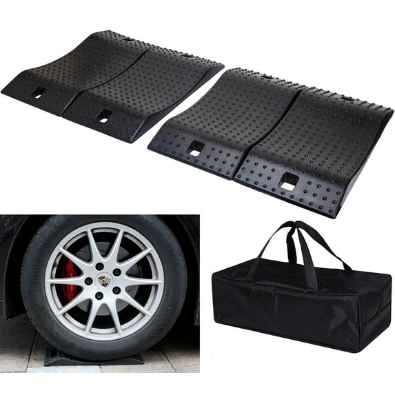 GarfatolRv Tire Saver Ramps WH 300 Rubber Tire Saver Ramps - Black 4 Pack