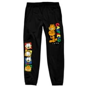 BIOWORLD Garfield 1978 Colorful Logo and Characters Men's Black Graphic Sweatpants- XL