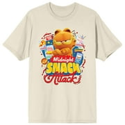 BIOWORLD Garfield 2024 Movie Midnight Snack Attacks Adult Natural Crew Neck Short Sleeve T-shirt-Medium