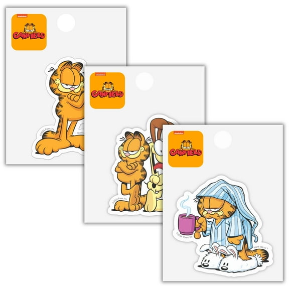 Garfield 3-Pack Sticker Bundle - Waterproof Stickers for Water Bottles and Laptops