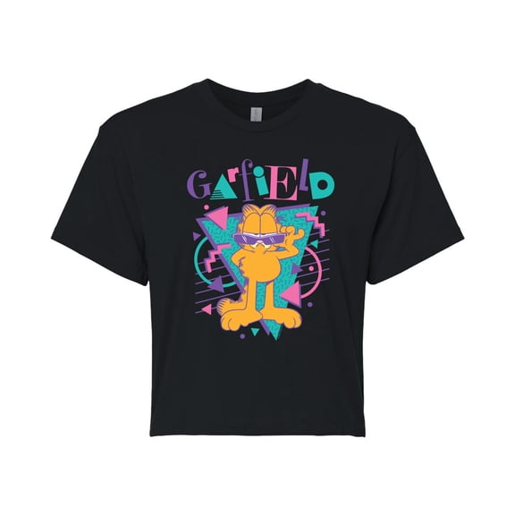 Garfield - 90s Logo - Juniors Cropped Cotton Blend T-Shirt