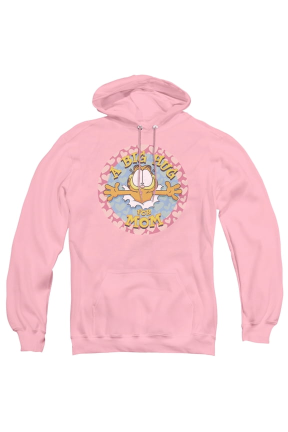 Garfield A Big Hug For Mom Adult Pullover Hoodie Sweatshirt Pink
