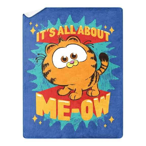 Garfield All About Meow Kids Silk Touch Throw Blanket with Sherpa Reverse, 46 x 60 inches