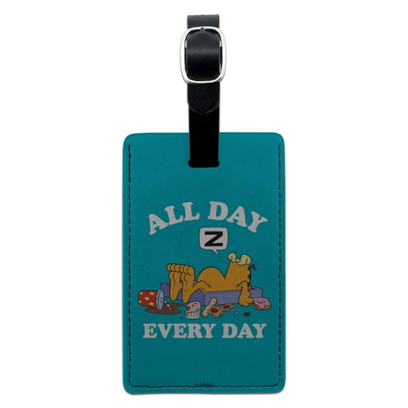Garfield All Day Every Day Rectangle Leather Luggage Card Suitcase Carry-On ID Tag