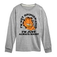 thumbnail image 1 of Garfield - Always Right - Toddler & Youth Long Sleeve Graphic T-Shirt, 1 of 1