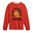thumbnail image 1 of Garfield - Always Right - Toddler & Youth Long Sleeve Graphic T-Shirt, 1 of 5