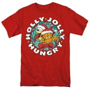 GARFIELD And Odie Christmas Holly Jolly Hungry Unisex Adult T Shirt, Red, 4X-Large