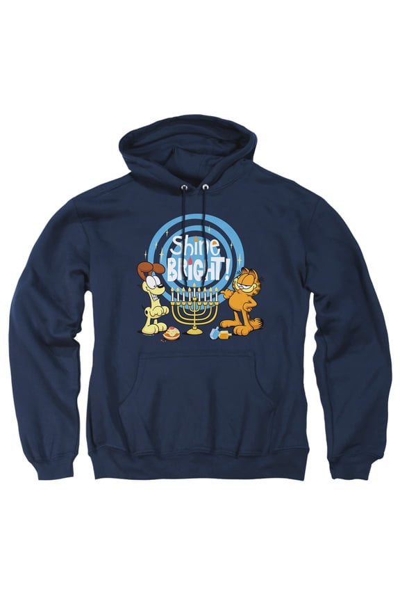 And Odie Shine Bright For Hanukkah Adult Pull-Over Hoodie, Navy, Medium