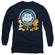 GARFIELD And Odie Shine Bright For Hanukkah Unisex Adult Long-Sleeve T Shirt, Navy, 2X-Large