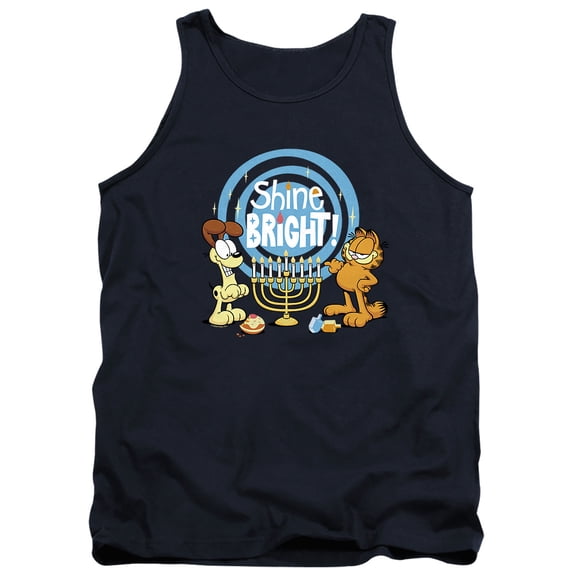 Garfield And Odie Shine Bright For Hanukkah Unisex Adult Tank Top, Navy, Large