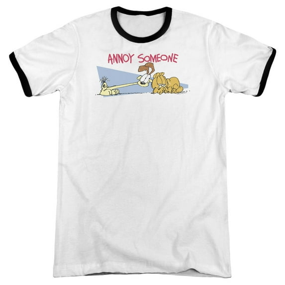 Garfield Annoy Someone Adult Ringer White Black
