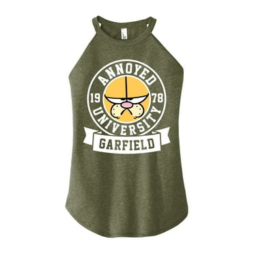 Garfield - Annoyed University - Juniors High Neck Tank Top