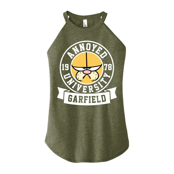 Garfield - Annoyed University - Juniors High Neck Tank Top