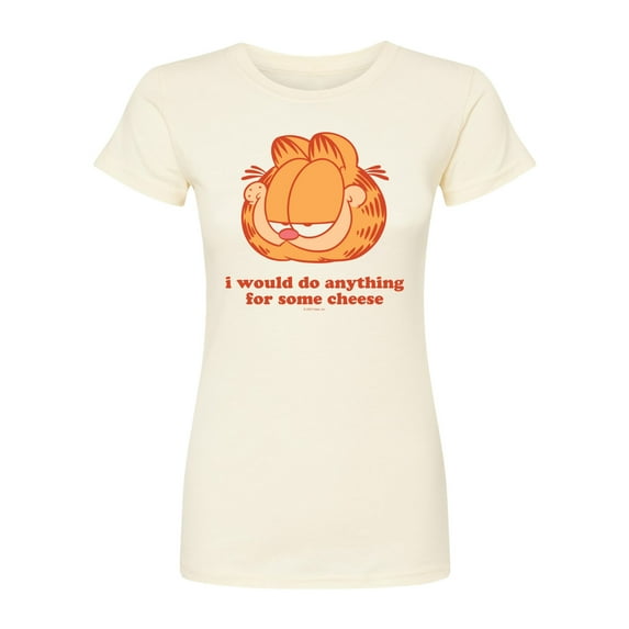 Garfield - Anything For Cheese - Juniors Fitted Graphic T-Shirt