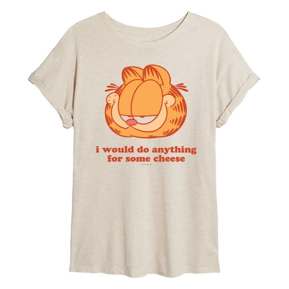 Garfield - Anything For Cheese - Juniors Oversized Graphic T-Shirt