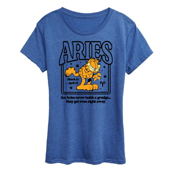 Garfield - Aries Garfield Astrology - Womens Short Sleeve Graphic T-Shirt
