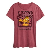 - Aries Garfield Astrology - Womens Short Sleeve Graphic T-Shirt