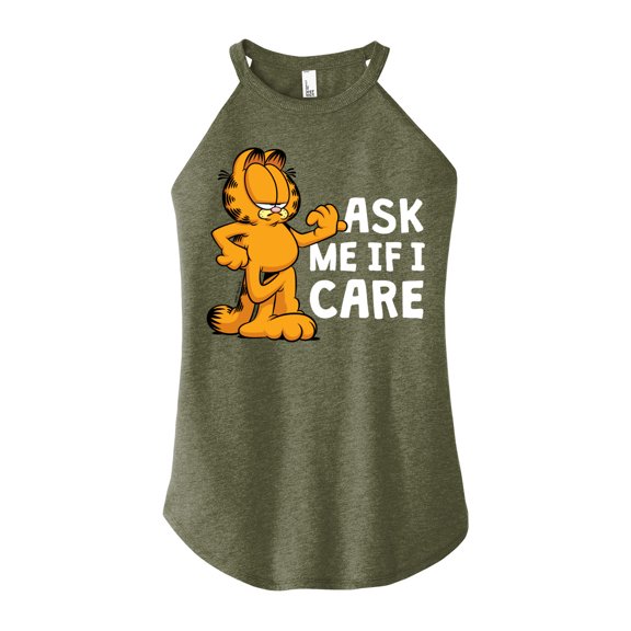 Garfield - Ask Me If I Care - Juniors High Neck Tank Top