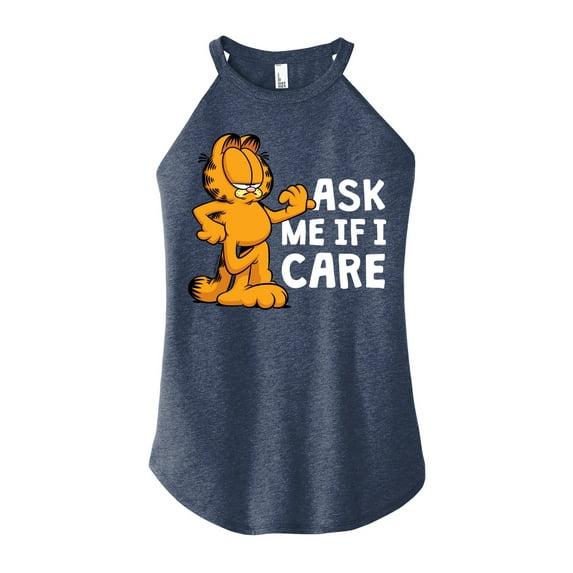 Garfield - Ask Me If I Care - Juniors High Neck Tank Top