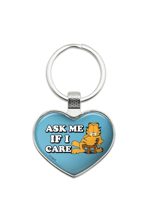 Ask Me If I Care Keychain Heart Love Metal Key Chain Ring