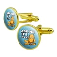 thumbnail image 1 of Garfield Ask Me If I Care Round Cufflink Set Gold Color, 1 of 6