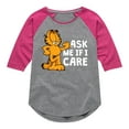 thumbnail image 1 of Garfield - Ask Me If I Care - Toddler And Youth Girls Raglan Graphic T-Shirt, 1 of 4