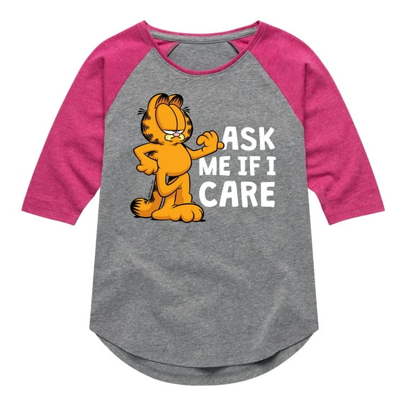 Garfield - Ask Me If I Care - Toddler And Youth Girls Raglan Graphic T-Shirt