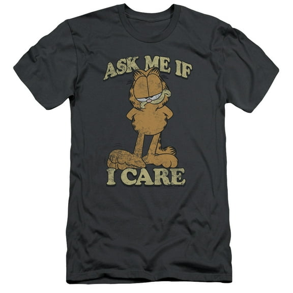 Garfield Ask Me S/S Adult 30/1 T-Shirt Charcoal