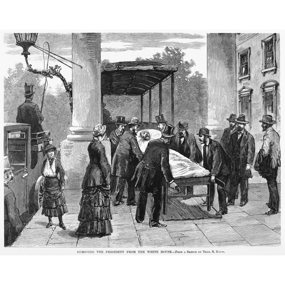 Garfield Assassination. Nremoving President James A. Garfield From The White House In September 1881. Print by