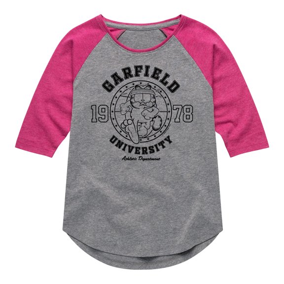 Garfield - Ath Dept Running - Toddler & Youth Girls Raglan Graphic T-Shirt