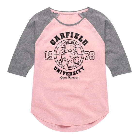 Garfield - Ath Dept Running - Toddler & Youth Girls Raglan Graphic T-Shirt