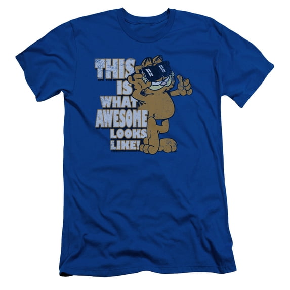 Garfield Awesome S/S Adult 30/1 T-Shirt Royal Blue