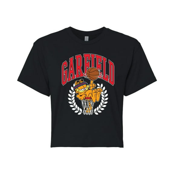 Garfield - Basketball - Juniors Cropped Cotton Blend T-Shirt