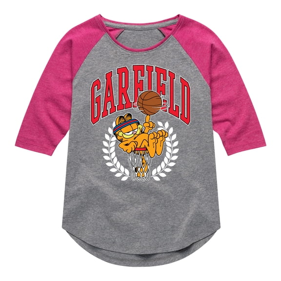 Garfield - Basketball - Toddler & Youth Girls Raglan Graphic T-Shirt