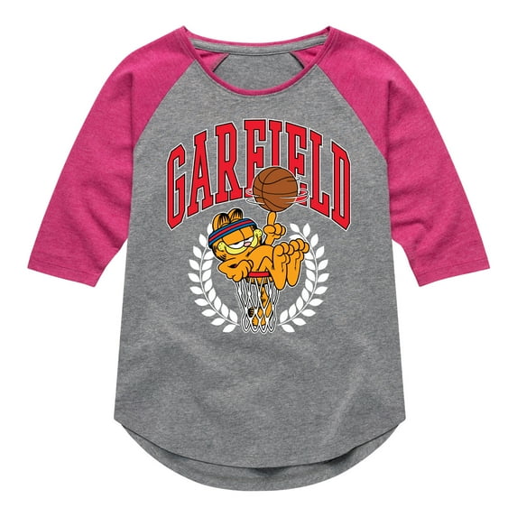 Garfield - Basketball - Toddler & Youth Girls Raglan Graphic T-Shirt