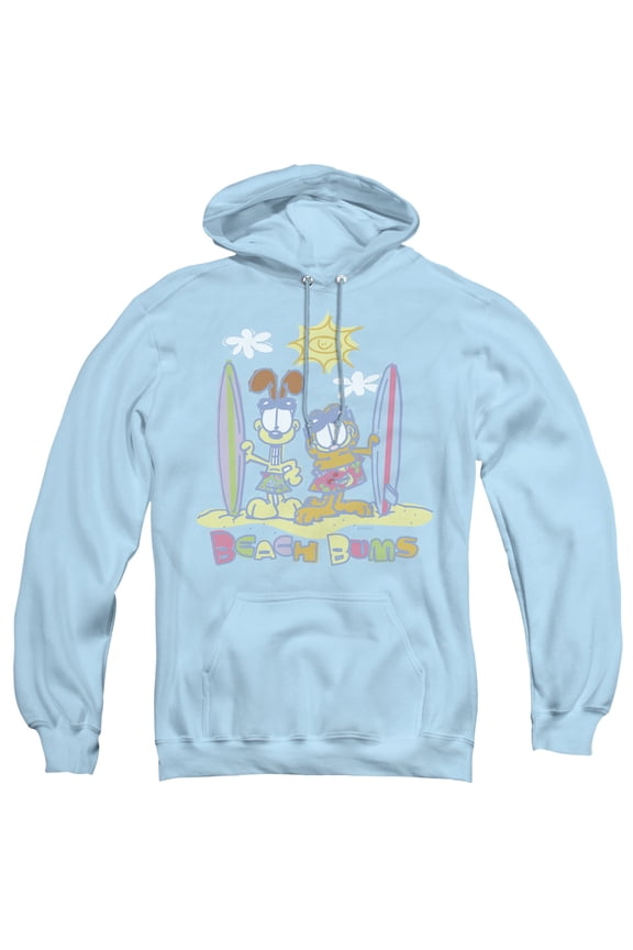 Garfield Beach Bums Adult Pullover Hoodie Sweatshirt Light Blue