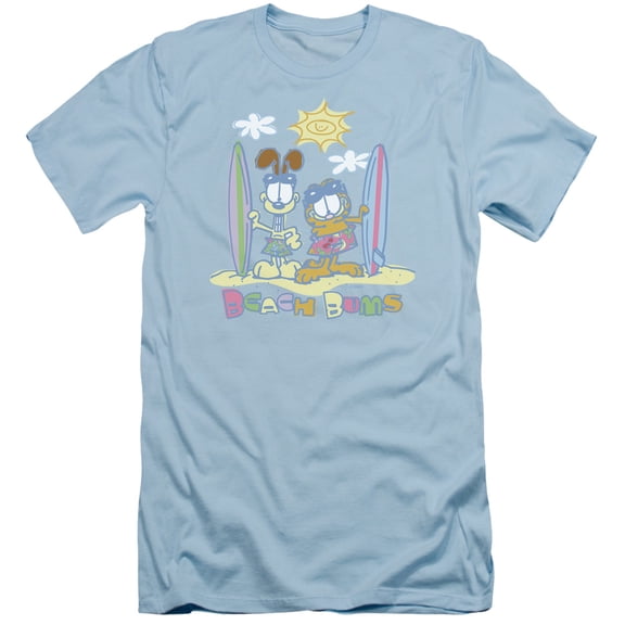 Garfield Beach Bum S/S Adult 30/1 T-Shirt Light Blue