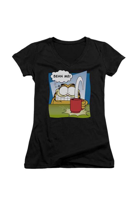 Garfield Bean Me Junior Women's V-Neck T-Shirt Black
