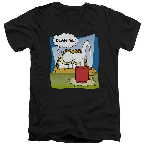 Garfield Bean Me S/S Adult V-Neck T-Shirt Black