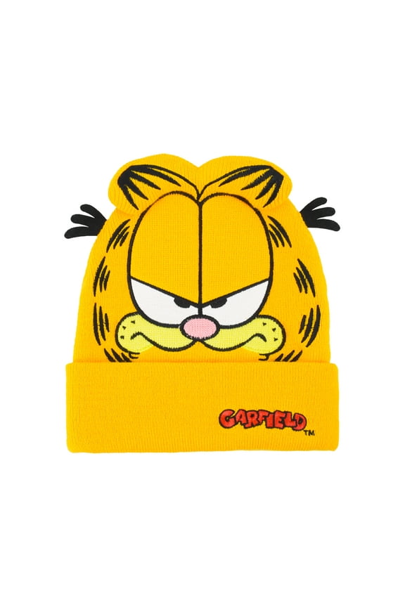 Beanie Hat, Winter Knit Cap with 3D Ears and Whiskers, Orange, One Size