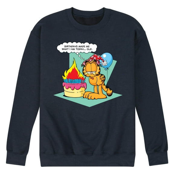 Garfield - Birthday's Make Me Old - Men's Crew Neck Fleece Pullover
