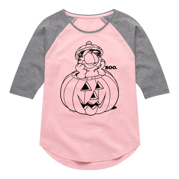 Garfield - Boo Pumpkin - Toddler And Youth Girls Raglan Graphic T-Shirt
