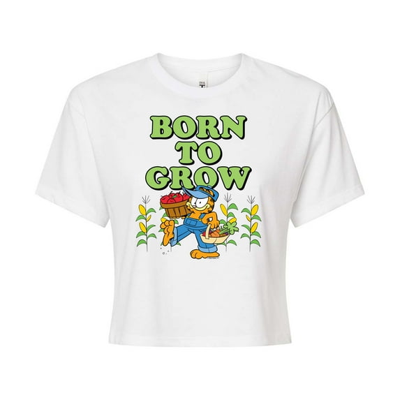 Garfield - Born To Grow - Juniors Cropped Cotton Blend T-Shirt